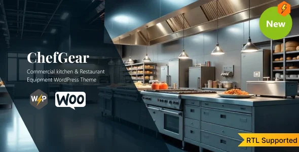 ChefGear - Commercial kitchen & Restaurant Equipment WordPress Theme WordPress theme homepage layout for a appliances retail website