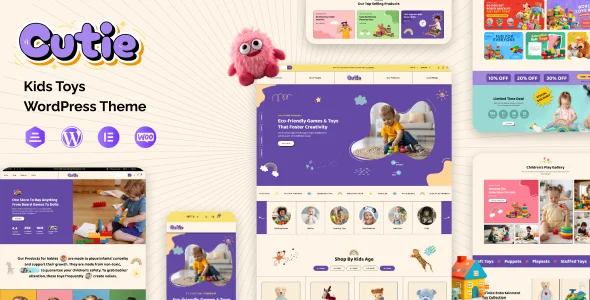 Cutie - Children School, Toys Store Theme WordPress theme homepage layout for a baby shop children’s business website