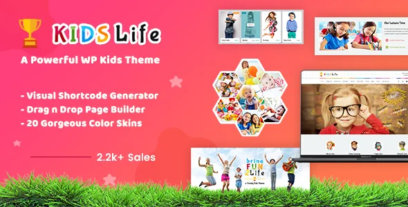 Kids Life | Children School WordPress WordPress theme homepage layout for a children children’s business website