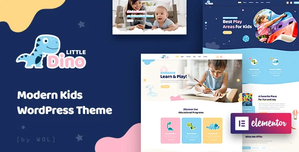Littledino - Modern Kids WordPress Theme WordPress theme homepage layout for a academy children’s business website