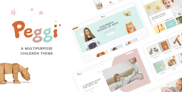 Peggi - Multipurpose Children WordPress Theme WordPress theme homepage layout for a baby children’s business website