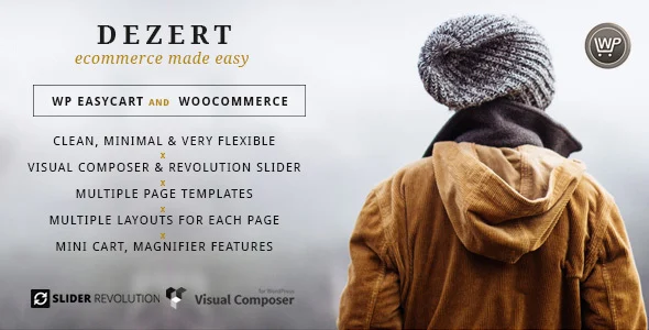 Dezert EasyCart & WooCommerce Shopping Theme WordPress theme homepage layout for a black retail website