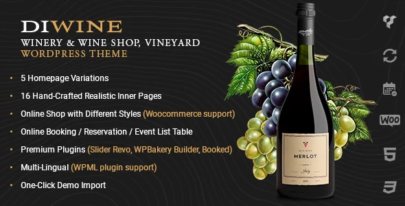 Diwine - Winery & Wine Shop, Vineyard WordPress Theme WordPress theme homepage layout for a age verify retail website