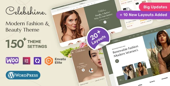 Celebshine - Multi-purpose WooCommerce Theme for Fashion & Beauty WordPress theme homepage layout for a beauty fashion website