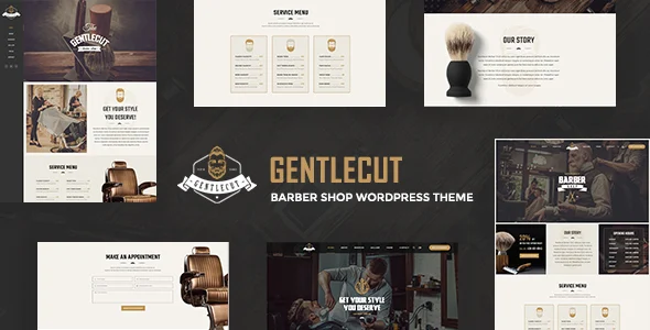 Gentlecut - Hair Salon and Barbershop WordPress Theme WordPress theme homepage layout for a barber fashion website
