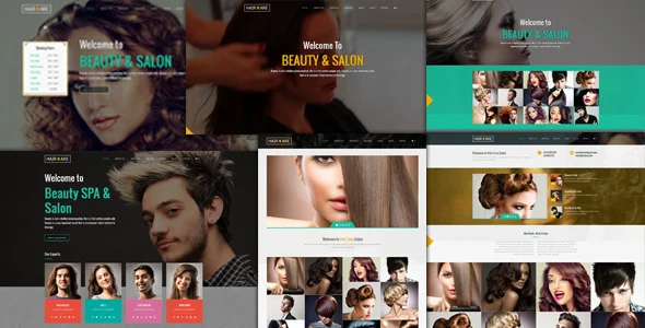 Hair Care - Responsive Salon  WordPress Theme WordPress theme homepage layout for a barbar fashion website