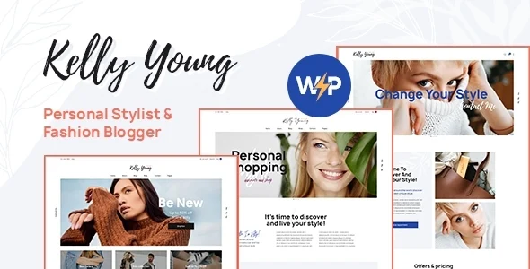 Kelly Young - Stylist WordPress Theme WordPress theme homepage layout for a appointments fashion website