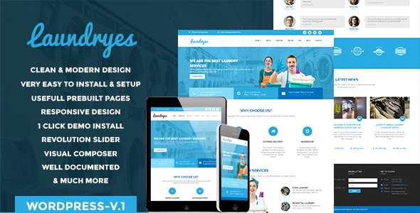 Laundryes WordPress theme WordPress theme homepage layout for a clean fashion website