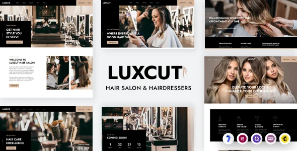 Luxcut - Hair Salons and Hairdressers WordPress Theme WordPress theme homepage layout for a barber fashion website