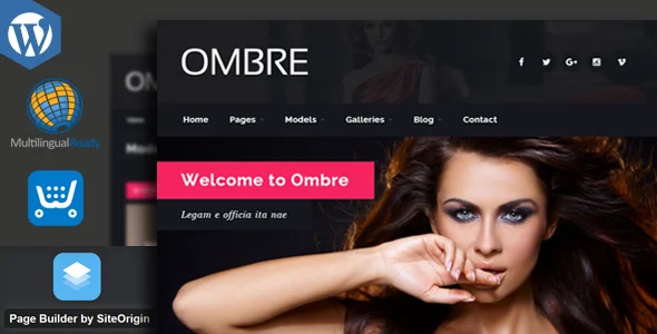 OMBRE - Model Agency Fashion WordPress Theme WordPress theme homepage layout for a actors fashion website