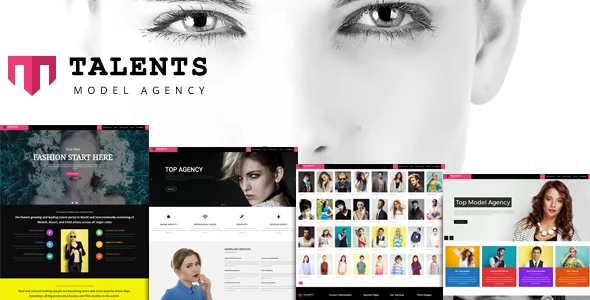 Talents -  Model Agency WordPress CMS Theme WordPress theme homepage layout for a artist management fashion website
