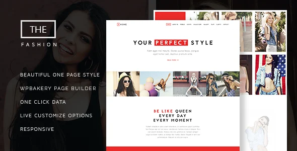 The Fashion - Model Agency One Page Beauty Theme WordPress theme homepage layout for a agency fashion website