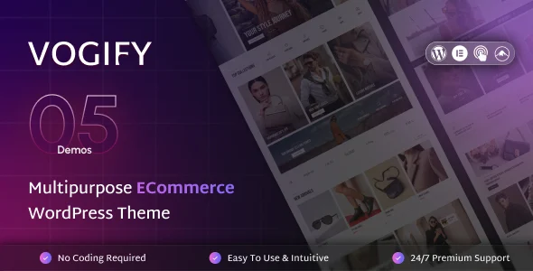 Vogify - Fashion Clothing Shop Theme WordPress theme homepage layout for a ecommerce fashion website