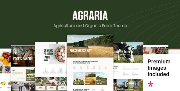 Agraria - Agriculture and Organic Farm WordPress Theme WordPress theme homepage layout for a agricultural food business website
