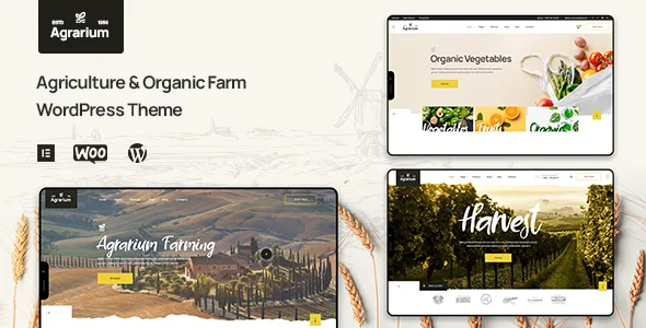 Agrarium | Agriculture & Organic Farm WordPress Theme WordPress theme homepage layout for a agriculture food business website