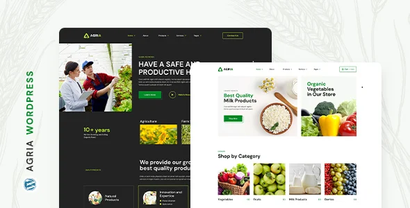 Agria - Agriculture WordPress Theme WordPress theme homepage layout for a agriculture food business website