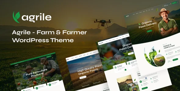 Agrile - Farm & Farmer WordPress Theme WordPress theme homepage layout for a agribusiness food business website