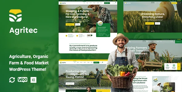 Agritec - Agriculture & Organic Farm WordPress Theme WordPress theme homepage layout for a agriculture food business website