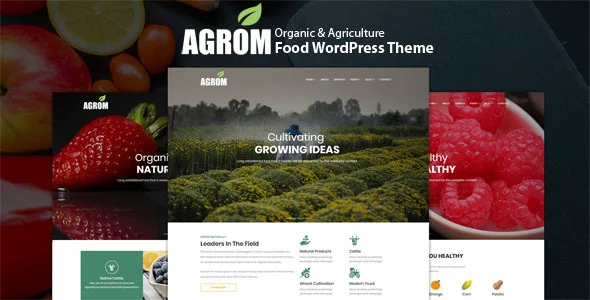Agrom - Organic & Agriculture Food WordPress Theme WordPress theme homepage layout for a agriculture food business website