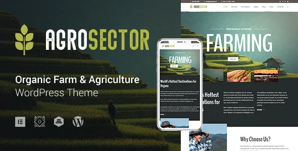 Agrosector - Agriculture & Organic Food WordPress Theme WordPress theme homepage layout for a agriculture food business website