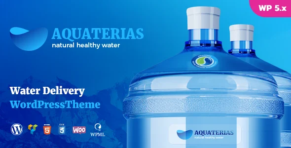 Aquaterias - Bottled Drinking Water Delivery WordPress Theme WordPress theme homepage layout for a aqua food business website