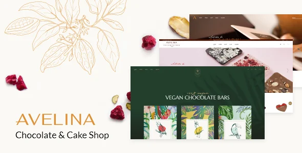 Avelina - Chocolate and Cake Shop WordPress Theme WordPress theme homepage layout for a cake food business website