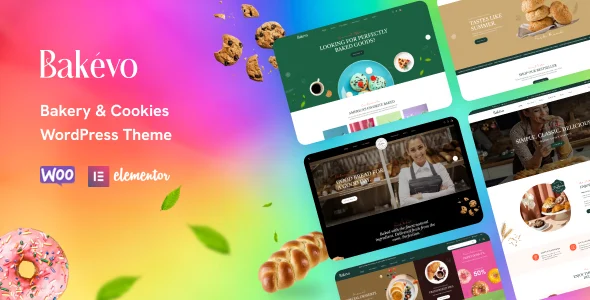 Bakevo - Bakery & Cookies WordPress Theme WordPress theme homepage layout for a bakeries food business website