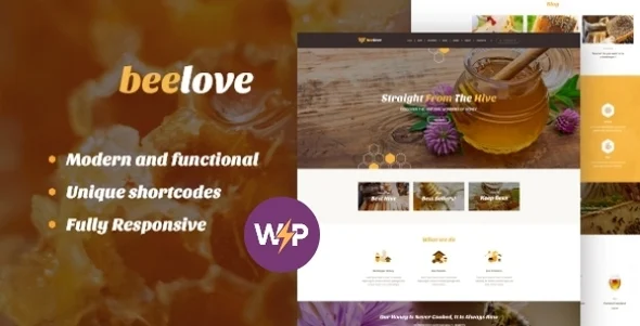 Beelove | Honey Farm and Bee Keeping WordPress Theme WordPress theme homepage layout for a apiculture food business website