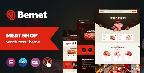 Bemet - Butcher & Meat WordPress Theme WordPress theme homepage layout for a beef food business website
