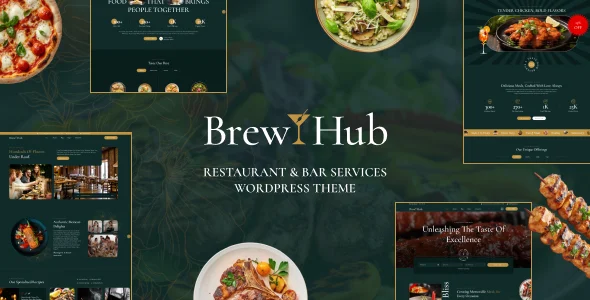 Brewhub - Bar & Restaurant WordPress Theme WordPress theme homepage layout for a bakery food business website