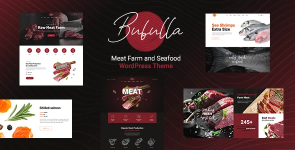 Bubulla - Meat Farm, Butcher & Seafood Store WordPress Theme WordPress theme homepage layout for a beef food business website