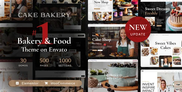 Cake Bakery - Pastry WordPress WordPress theme homepage layout for a bakeries food business website