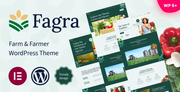 Fagra - Farm & Farmer WordPress Theme WordPress theme homepage layout for a agriculture food business website