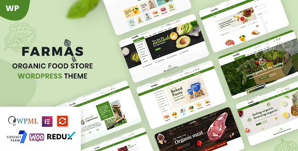 Farmas - Organic Food Store WordPress Theme WordPress theme homepage layout for a farm food business website