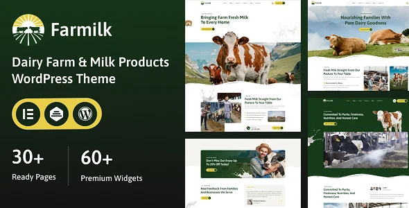 Farmilk – Dairy Farm & Milk WordPress Theme WordPress theme homepage layout for a agriculture food business website