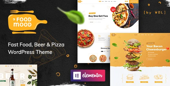 Foodmood - Cafe & Delivery WordPress Theme WordPress theme homepage layout for a beer food business website