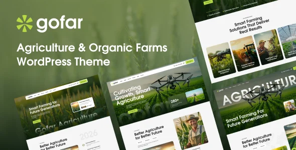 Gofar – Agriculture & Organic Farms WordPress Theme WordPress theme homepage layout for a agriculture food business website