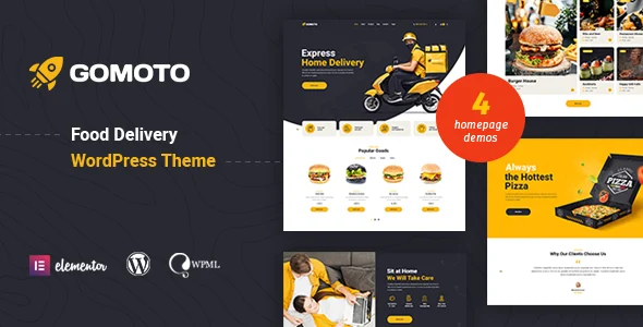 Gomoto - Food Delivery & Medical Supplies WordPress Theme WordPress theme homepage layout for a bottled water food business website