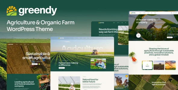 Greendy - Agriculture & Organic Farm WordPress Theme WordPress theme homepage layout for a agriculture food business website