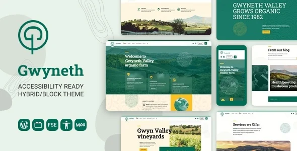 Gwyneth - Accessible Full Site Editing WordPress Block Theme WordPress theme homepage layout for a Accessibility Ready food business website