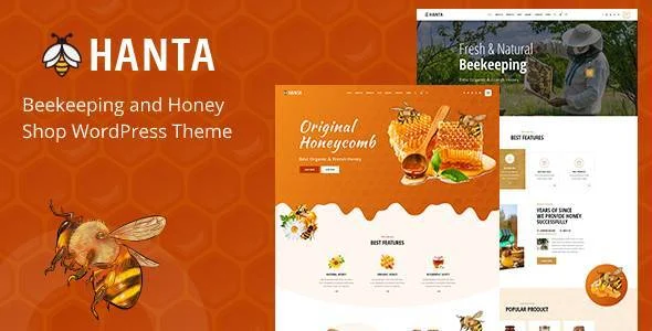 Hanta - Beekeeping and Honey Shop WordPress Theme WordPress theme homepage layout for a beekeeper food business website