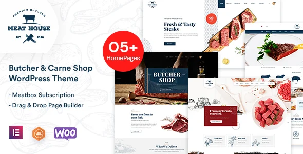 MeatHouse - Butcher Shop WordPress Theme WordPress theme homepage layout for a beef food business website