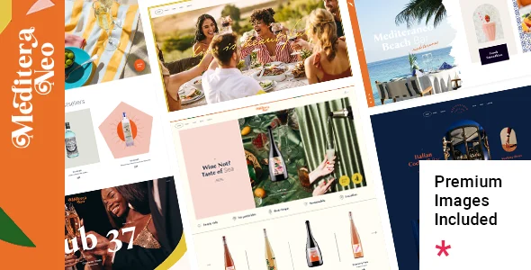 Mediteraneo - Restaurant, Bar & Drink Brand WordPress Theme WordPress theme homepage layout for a bar food business website