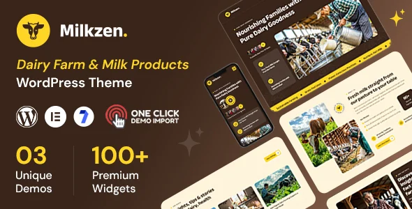 Milkzen - Dairy Farm & Milk Products WordPress Theme WordPress theme homepage layout for a butter food business website