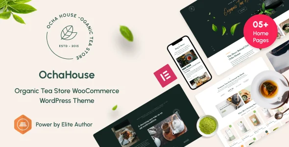 OchaHouse - Organic Tea Store WooCommerce WordPress Theme WordPress theme homepage layout for a coffee food business website