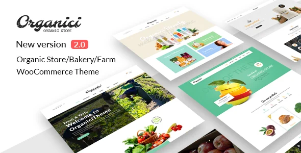 Organici - Organic Store & Bakery WooCommerce Theme WordPress theme homepage layout for a bakery food business website