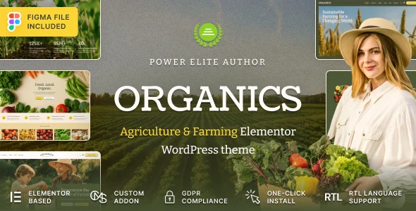 Organics - Agriculture & Food Farm WordPress Theme WordPress theme homepage layout for a agribusiness food business website