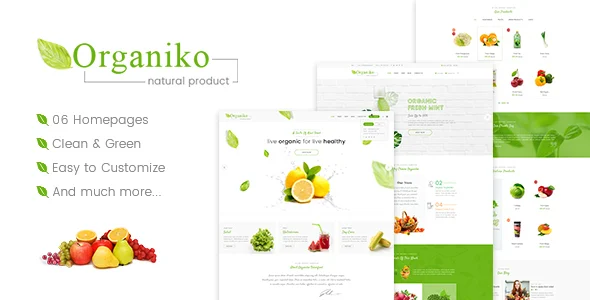 Organiko - Farm & Food Business WordPress Theme WordPress theme homepage layout for a business food business website