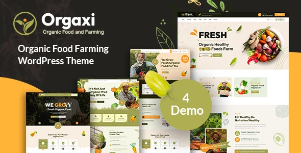 Orgaxi - Organic food and fram WordPress Theme WordPress theme homepage layout for a agriculture food business website