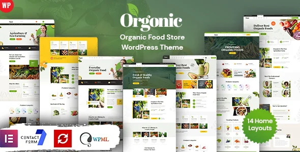 Orgonic - Organic Food WordPress WordPress theme homepage layout for a food food business website